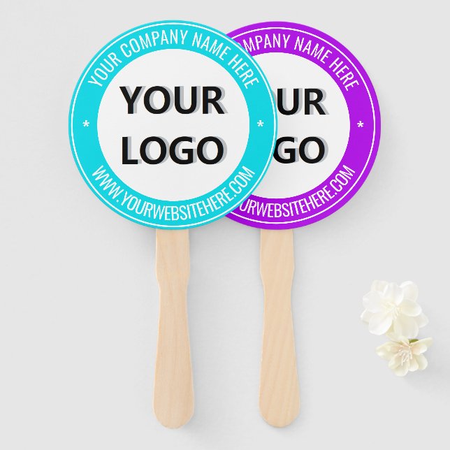 Your Company Logo Custom Text and Colour Hand Fan (Front and Back)