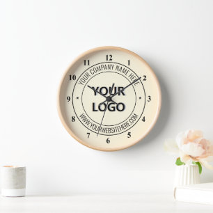 Your Company Logo Custom Text Business Clock
