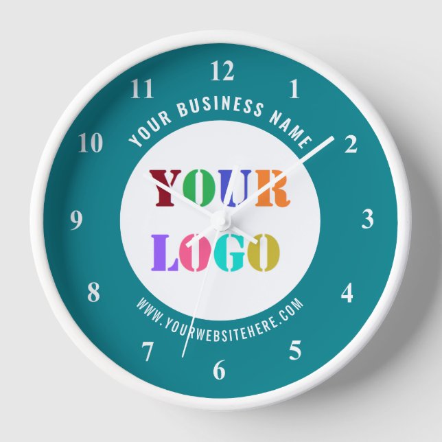 Your Company Logo Custom Text Clock Choose Colour (Front)