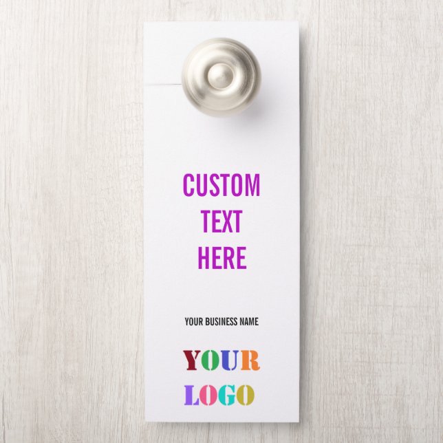 Your Company Logo Custom Text Door Hanger Template (On Knob)