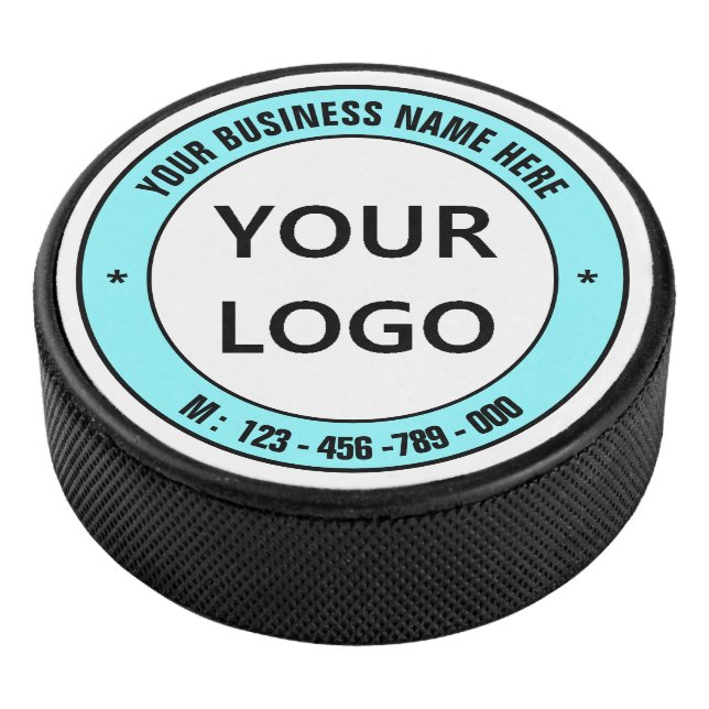 Your Company Logo Custom Text Hockey Puck Template (3/4)