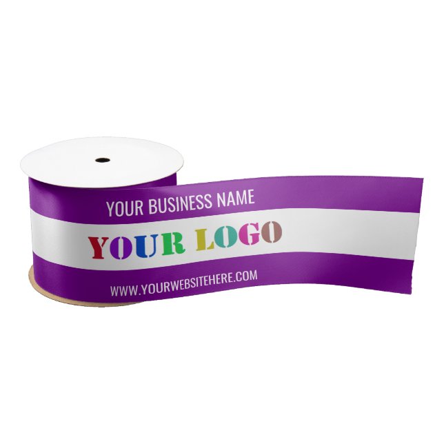 Your Company Logo Custom Text Ribbon Choose Colour Satin Ribbon (Spool)