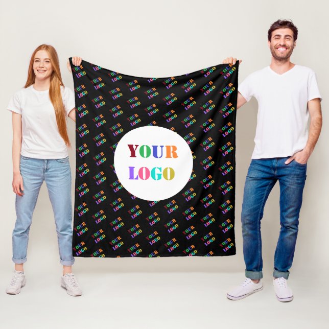 Your Company Logo Fleece Blanket Custom Colours (In Situ)