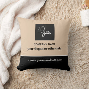 Your company logo & Handmade By Your company Name  Throw Pillow