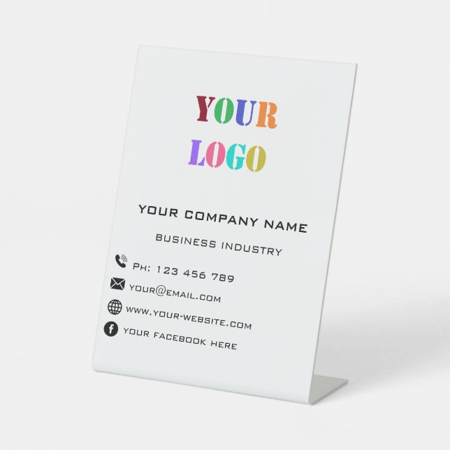 Your Company Logo Name Info Modern Promotional Pedestal Sign (Front)
