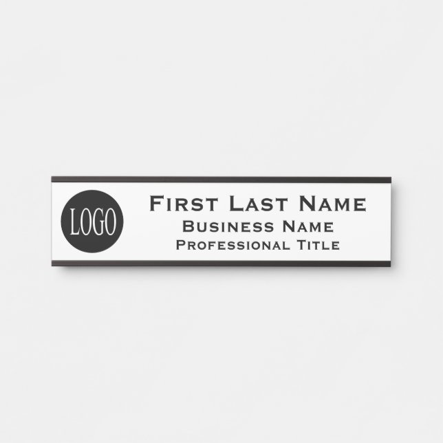 Your Company Logo Office Door Sign Black and White (Front)