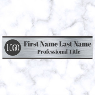 Your Company Logo Office Door Sign Faux Silver