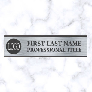 Your Company Logo Office Door Sign Faux Silver