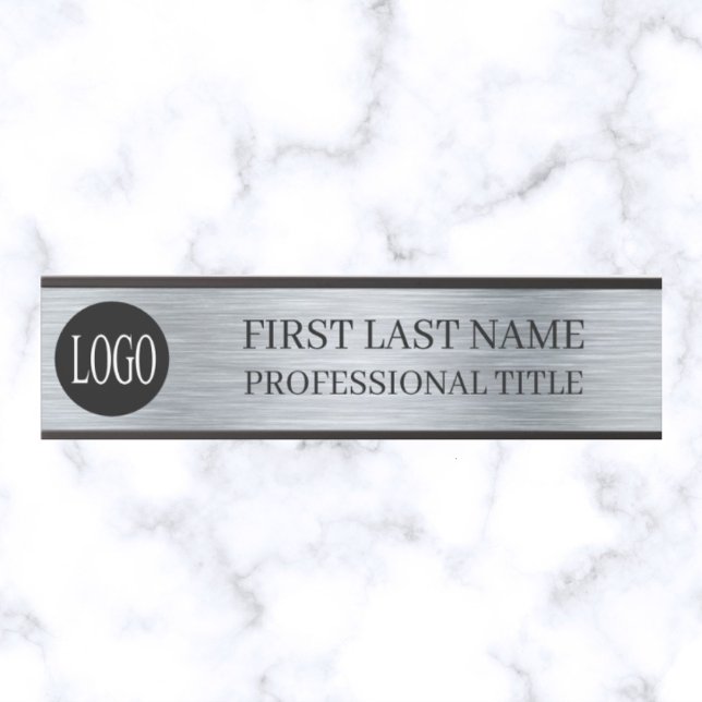 Your Company Logo Office Door Sign Faux Silver  (Creator Uploaded)