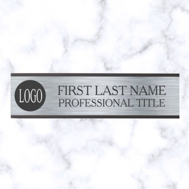 Your Company Logo Office Door Sign Faux Silver  (Creator Uploaded)