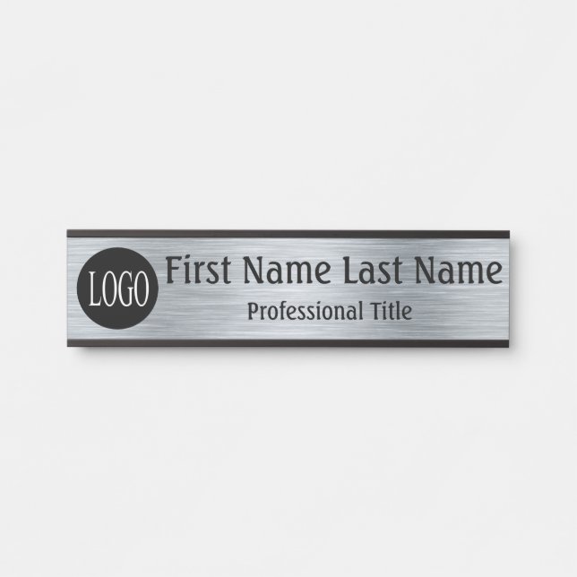 Your Company Logo Office Door Sign Silver Grey (Front)