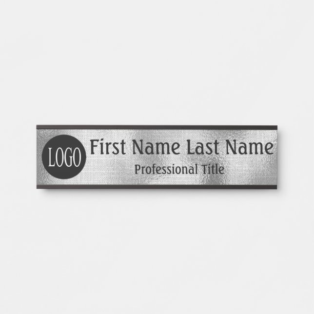 Your Company Logo Office Door Sign Silver Grey (Front)