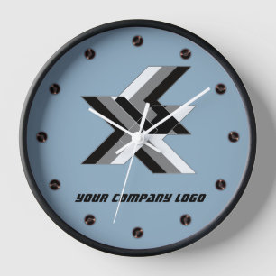 YOUR COMPANY LOGO,personalized,add your text Clock