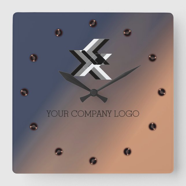 YOUR COMPANY LOGO,personalized,add your text Large Square Wall Clock (Front)