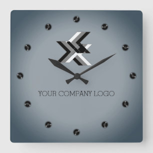 YOUR COMPANY LOGO,personalized,add your text Large Square Wall Clock