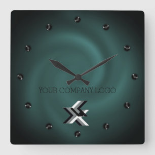 YOUR COMPANY LOGO,personalized,add your text Large Square Wall Clock