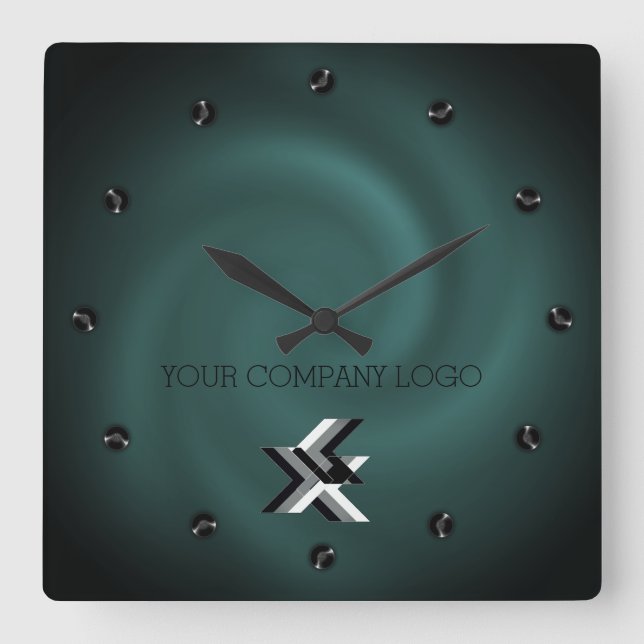 YOUR COMPANY LOGO,personalized,add your text Large Square Wall Clock (Front)