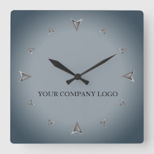 YOUR COMPANY LOGO,personalized,add your text Large Square Wall Clock