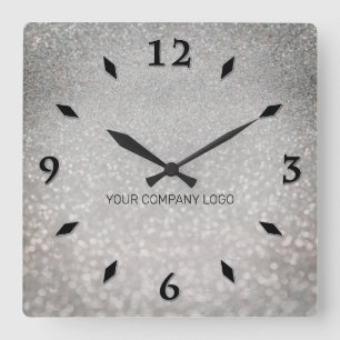 YOUR COMPANY LOGO, personalized,add your text squa Square Wall Clock