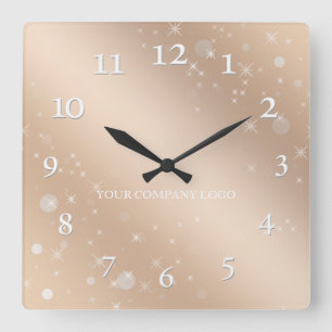 YOUR COMPANY LOGO,personalized,add your text Squar Square Wall Clock