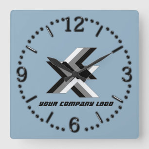 YOUR COMPANY LOGO,personalized,add your text Square Wall Clock