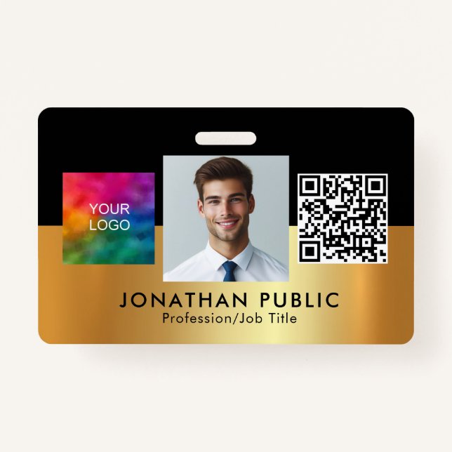 Your Company Logo QR Code Employee Photo Badge (Front)