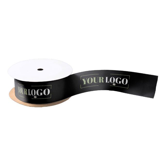 Your Company Logo Template Custom Black Satin Ribbon (Spool)