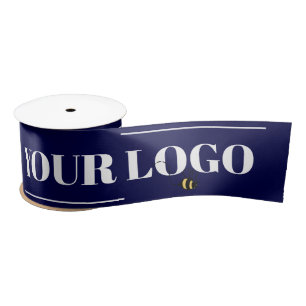 Your Company Logo Template Custom Navy Blue Satin Ribbon