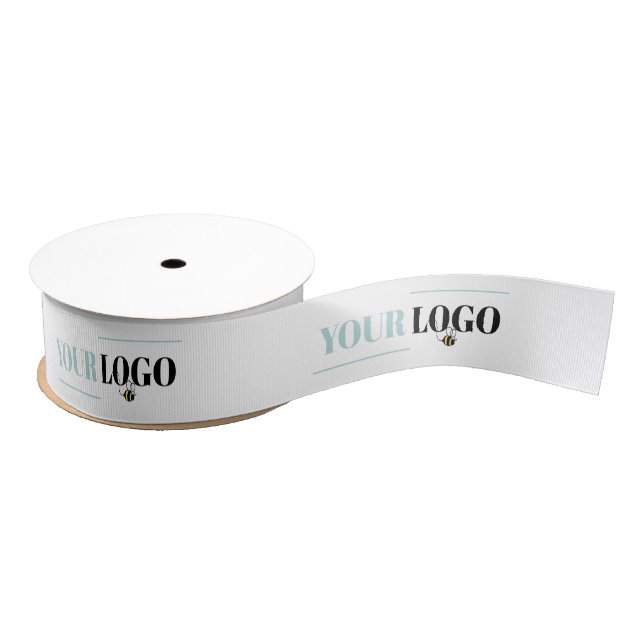 Your Company Logo Template Custom White Grosgrain Ribbon (Spool)