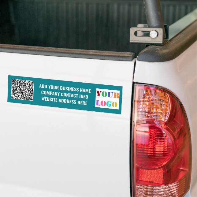 Your Company Logo Text and QR Code Bumper Sticker (On Truck)