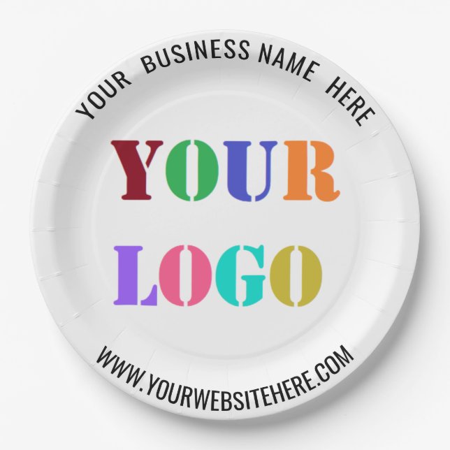 Your Company Logo Text Business Paper Party Plates (Front)