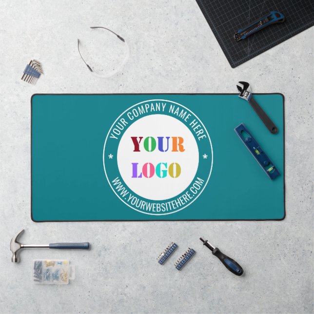 Your Company Logo with Text and Custom Colours Desk Mat (Workstation)