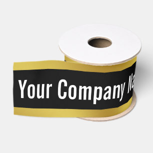 Your Company Name Here Black White and Gold Grosgrain Ribbon