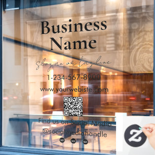Your Company Name Storefront QR Code Social Media Window Cling