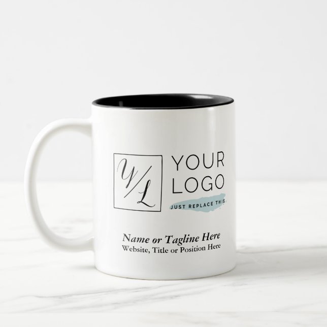 Your Corporate Logo and Customized Details Two-Tone Coffee Mug (Left)