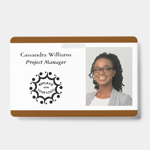 Your Corporate Logo & Headshot Burnt Orange Badge