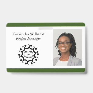 Your Corporate Logo & Headshot Forest Green Badge