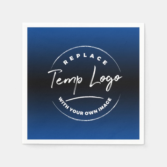 Your Corporate Logo or Image Blue & Black Ombre Napkin (Front)