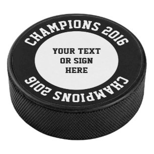 Your Curved & solid Text or sign Hockey Puck