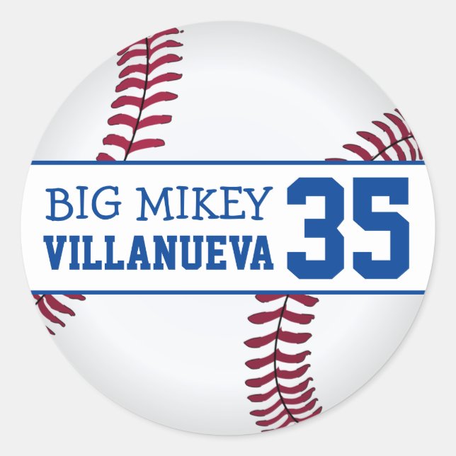 Your Custom Baseball Jersey Number Classic Round Sticker (Front)