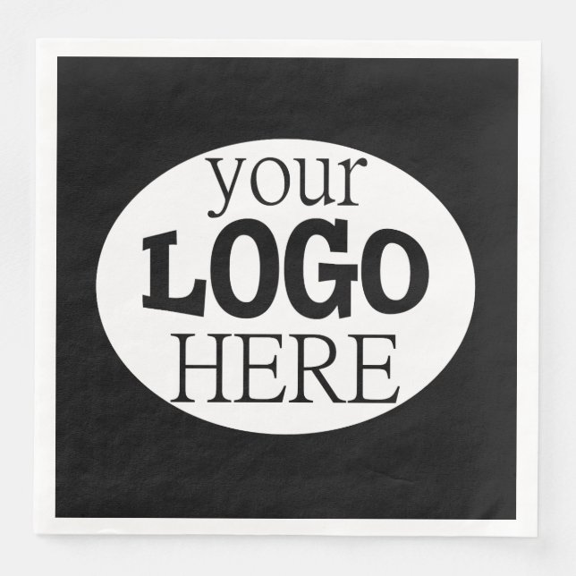 Your Custom Business Logo on Black Napkin (Front)