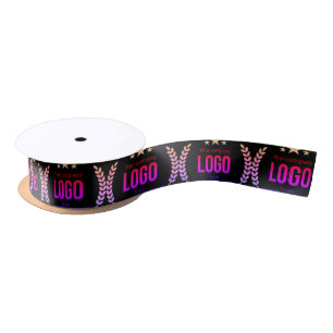 Your Custom Business Logo Patterned Black ribbon Satin Ribbon