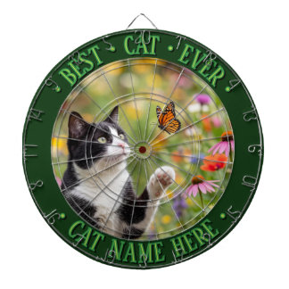 Your Custom Cat Photo & Typography GREEN BORDER Dartboard