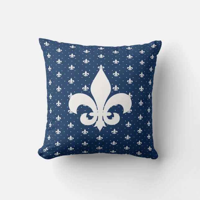 Your custom color, Fleur-de-lis Pattern Throw Pillow (Front)