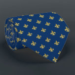Your custom colour, gold Fleur-de-lis neck tie<br><div class="desc">Gold Fleur-de-lis design. You can customize the background to your own colour (shown in dark blue).</div>