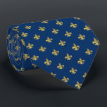 Your custom colour, gold Fleur-de-lis neck tie<br><div class="desc">Gold Fleur-de-lis design. You can customize the background to your own colour (shown in dark blue).</div>