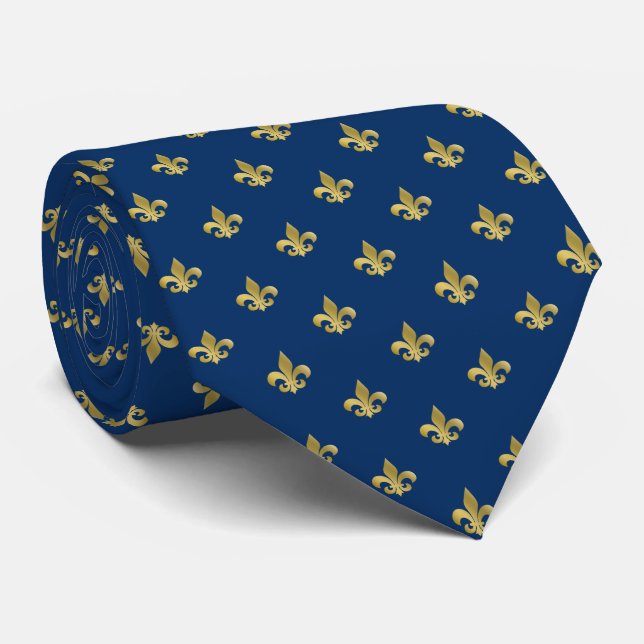 Your custom colour, gold Fleur-de-lis neck tie (Rolled)
