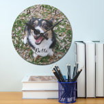 Your Custom Dog Photo Pet Round Clock<br><div class="desc">Personalize with your own dog's photograph on this custom pet wall clock and customize with their name at the bottom. A beautiful personalized gift for a dog or cat owner to immortalize their love.</div>