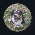 Your Custom Dog Photo Pet Round Clock<br><div class="desc">Personalize with your own dog's photograph on this custom pet wall clock and customize with their name at the bottom. A beautiful personalized gift for a dog or cat owner to immortalize their love.</div>