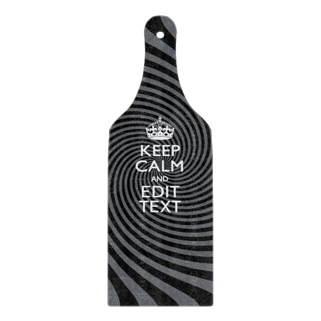 Your Custom Keep Calm Saying on Black Swirl Cutting Board (Front)